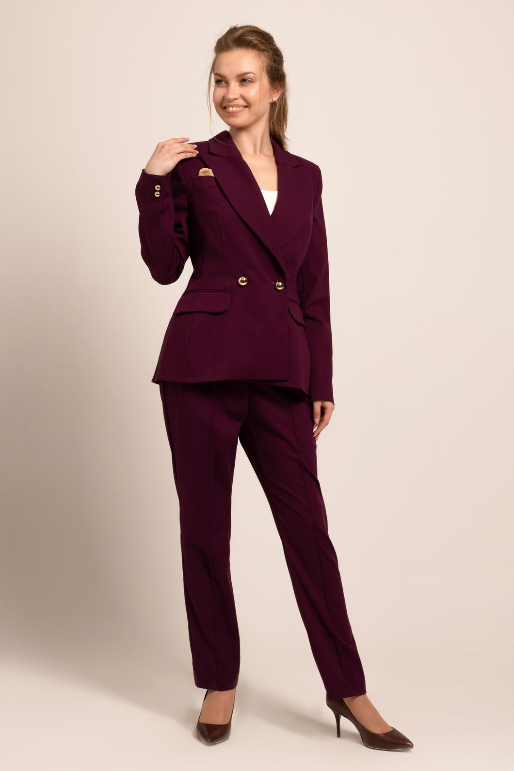 Double breasted suit blazer in purple