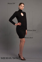 Load image into Gallery viewer, Black turtle neck oval cutout dress
