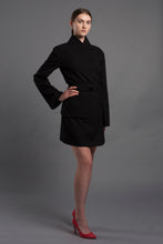 Load image into Gallery viewer, Black kimono dress with removable pocket-belt
