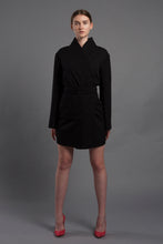 Load image into Gallery viewer, Black kimono dress with removable pocket-belt
