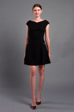 Load image into Gallery viewer, Black mini dress with pleated skirt
