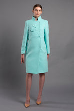 Load image into Gallery viewer, Mint high neck single breasted coat with asymmetrical details
