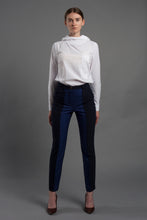 Load image into Gallery viewer, Navy blue pencil pants with jacquard insert
