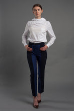Load image into Gallery viewer, Navy blue pencil pants with jacquard insert
