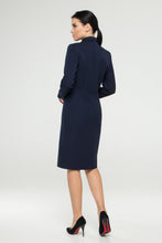 Load image into Gallery viewer, Navy blue button front dress jacket
