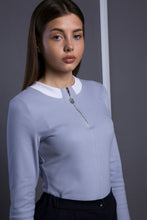 Load image into Gallery viewer, Light blue zip up tee

