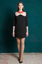 Load image into Gallery viewer, Wide neckline black mini dress
