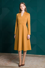 Load image into Gallery viewer, Midi mustard dress
