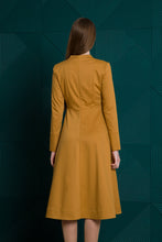 Load image into Gallery viewer, Mustard midi dress with sleeves

