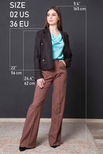 Load image into Gallery viewer, Brown notched collar tweed blazer
