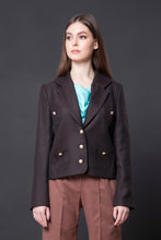 Load image into Gallery viewer, Brown notched collar tweed blazer

