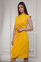 Load image into Gallery viewer, Yellow wrap midi dress
