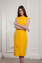 Load image into Gallery viewer, Yellow wrap midi dress

