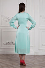 Load image into Gallery viewer, Mint necktie flowy midi dress
