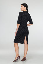 Load image into Gallery viewer, Black jacquard midi dress
