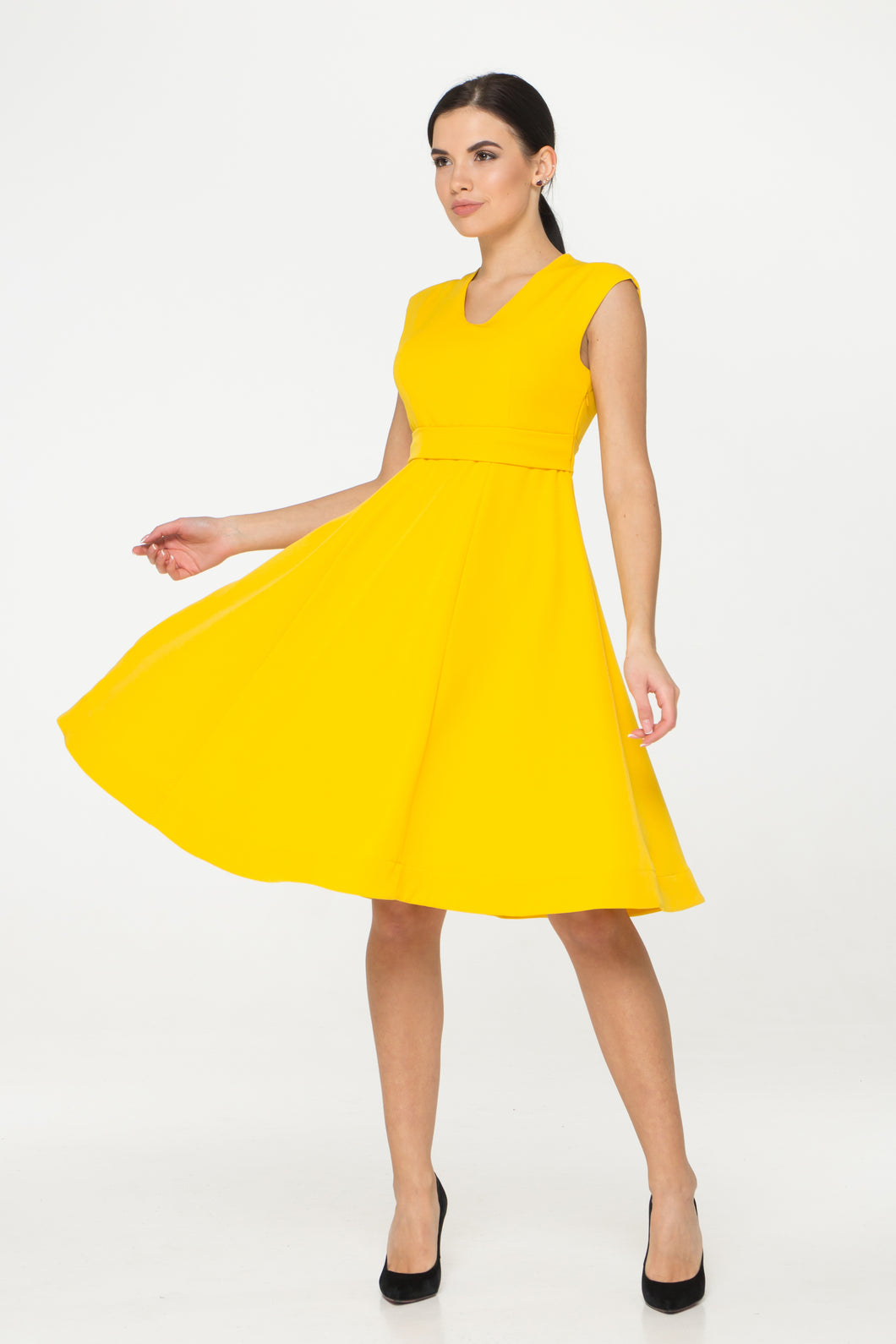Yellow Fit And Flare Dress