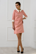 Load image into Gallery viewer, White collar pink mini dress
