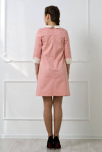 Load image into Gallery viewer, White collar pink mini dress
