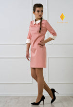 Load image into Gallery viewer, White collar pink mini dress
