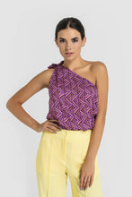 Load image into Gallery viewer, Asymmetrical one shoulder purple top
