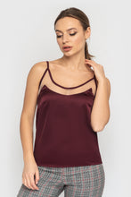 Load image into Gallery viewer, Burgundy mesh insert cutout slip top
