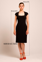 Load image into Gallery viewer, Square neck black pencil dress
