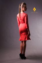 Load image into Gallery viewer, Red mermaid midi dress
