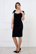 Load image into Gallery viewer, Black sweetheart neck pencil dress
