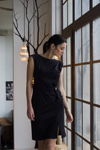 Load image into Gallery viewer, Black draped pencil dress
