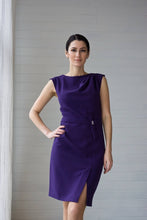 Load image into Gallery viewer, Purple draped pencil dress
