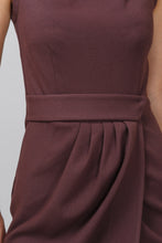 Load image into Gallery viewer, Asymmetrical Cowl Neck Brown Dress

