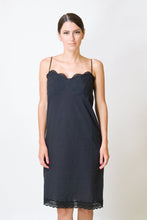 Load image into Gallery viewer, Black cotton scallop edge slip sundress

