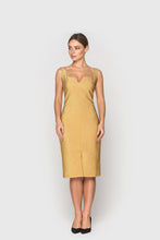 Load image into Gallery viewer, Gold lurex sleeveless pencil dress
