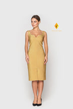 Load image into Gallery viewer, Gold lurex sleeveless pencil dress
