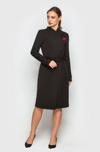Load image into Gallery viewer, Black high neck blazer midi dress
