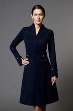 Load image into Gallery viewer, Long sleeve high neck structured midi dress
