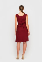 Load image into Gallery viewer, Red asymmetrical front slit linen dress
