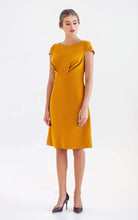 Load image into Gallery viewer, Mustard draped a line midi dress
