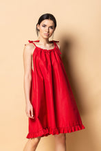 Load image into Gallery viewer, Red cotton shoulder tie sundress
