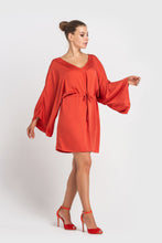 Load image into Gallery viewer, Orange summer mini kimono dress
