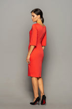 Load image into Gallery viewer, Red square neck sheath dress
