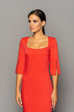Load image into Gallery viewer, Red square neck sheath dress
