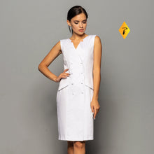 Load image into Gallery viewer, White cotton double breasted summer dress
