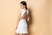 Load image into Gallery viewer, White backless lace mini dress
