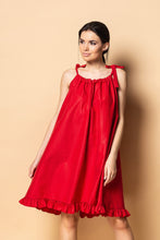 Load image into Gallery viewer, Red cotton shoulder tie sundress
