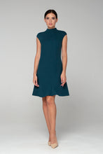 Load image into Gallery viewer, Dark green asymmetrical high neck dress

