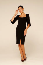 Load image into Gallery viewer, Black square neck sheath dress
