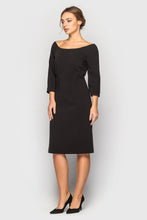Load image into Gallery viewer, Black boat neck pencil dress
