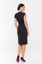 Load image into Gallery viewer, Black asymmetrical midi dress
