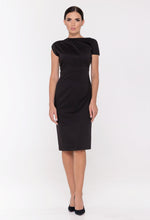 Load image into Gallery viewer, Black asymmetrical midi dress

